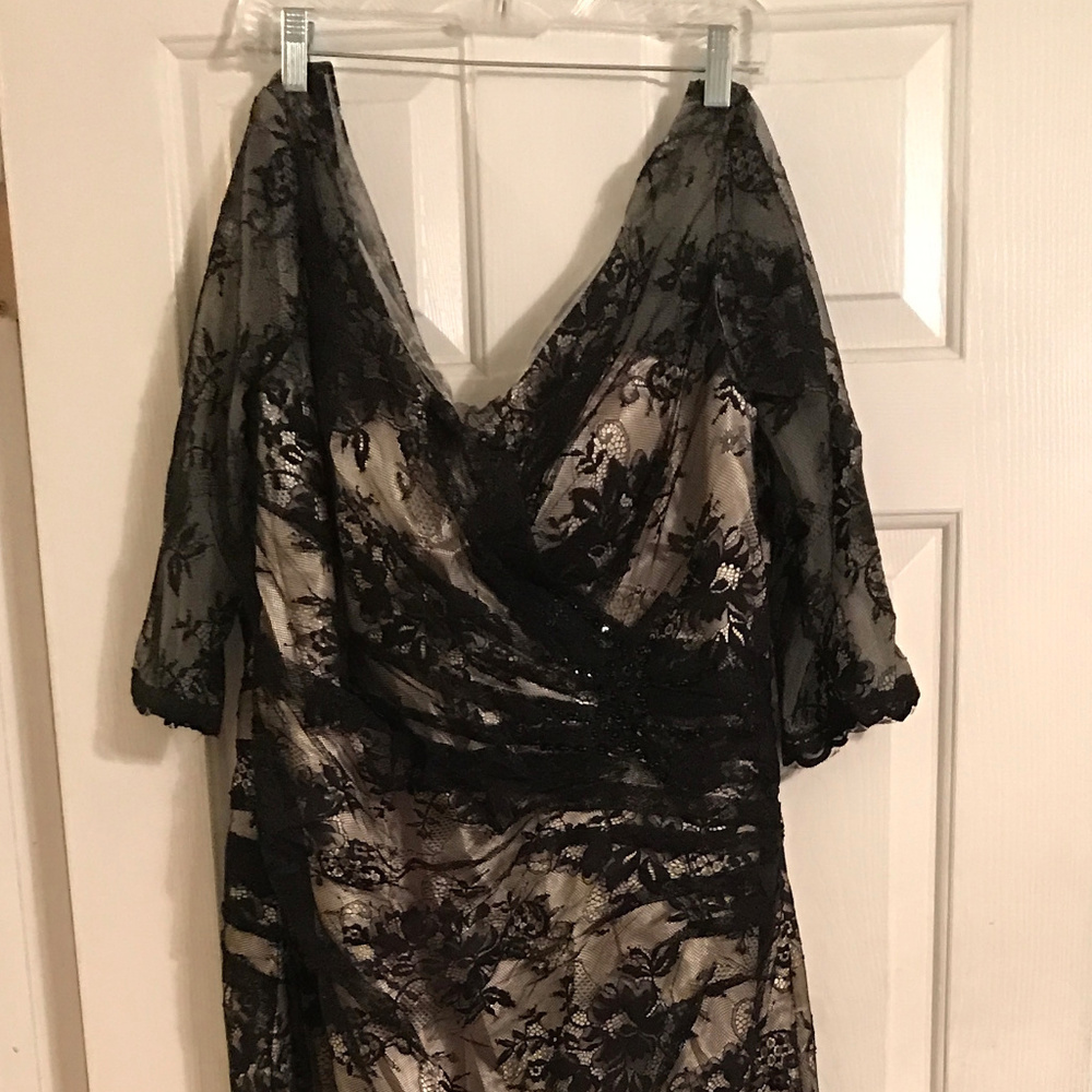 NEW! Sheer Black Lace / Cream High-Low Dress Women